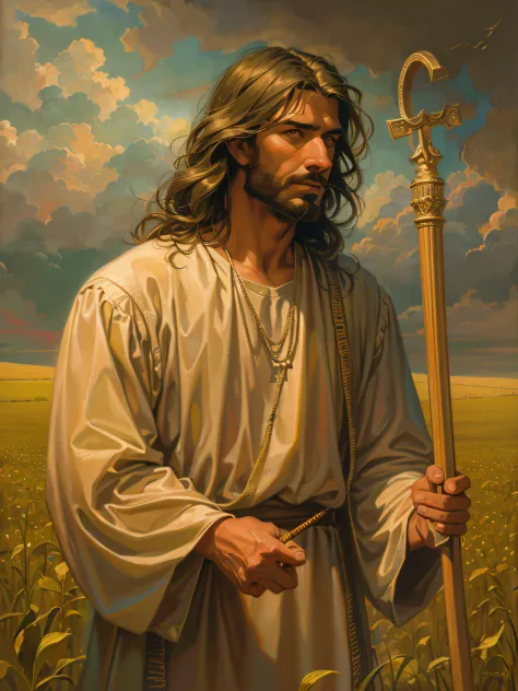Painting of a man with a cane in a field, Greg Olsen, jesus christ, Retrato de Jesucristo, jesus of nazareth, Jesus, Uno de los ...