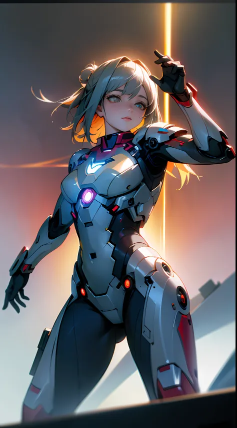 (Best Quality)), (Masterpiece)), (Details:1.4), 3D, Beautiful Cyberpunk Woman Image,Iron Man, Free Pose, Shiny Metal Suit, HDR, ...