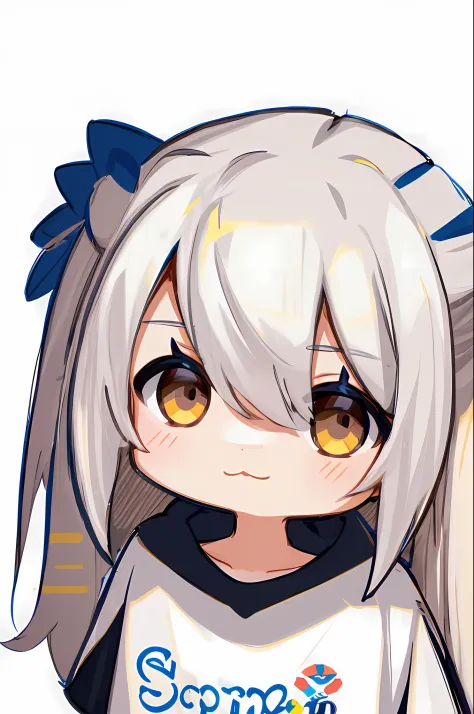 absurdres, 1girl, brown eyes, twintails, long hair, white hair, wide-eyed, eyelashes, looking at viewer, twitchemote, upper body...