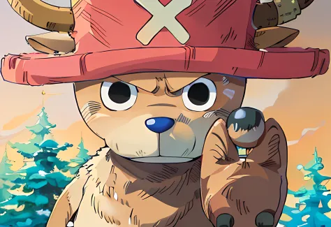 realistic anime artstyle, oil paint, chopper, one piece, detailed eye, servant, furry