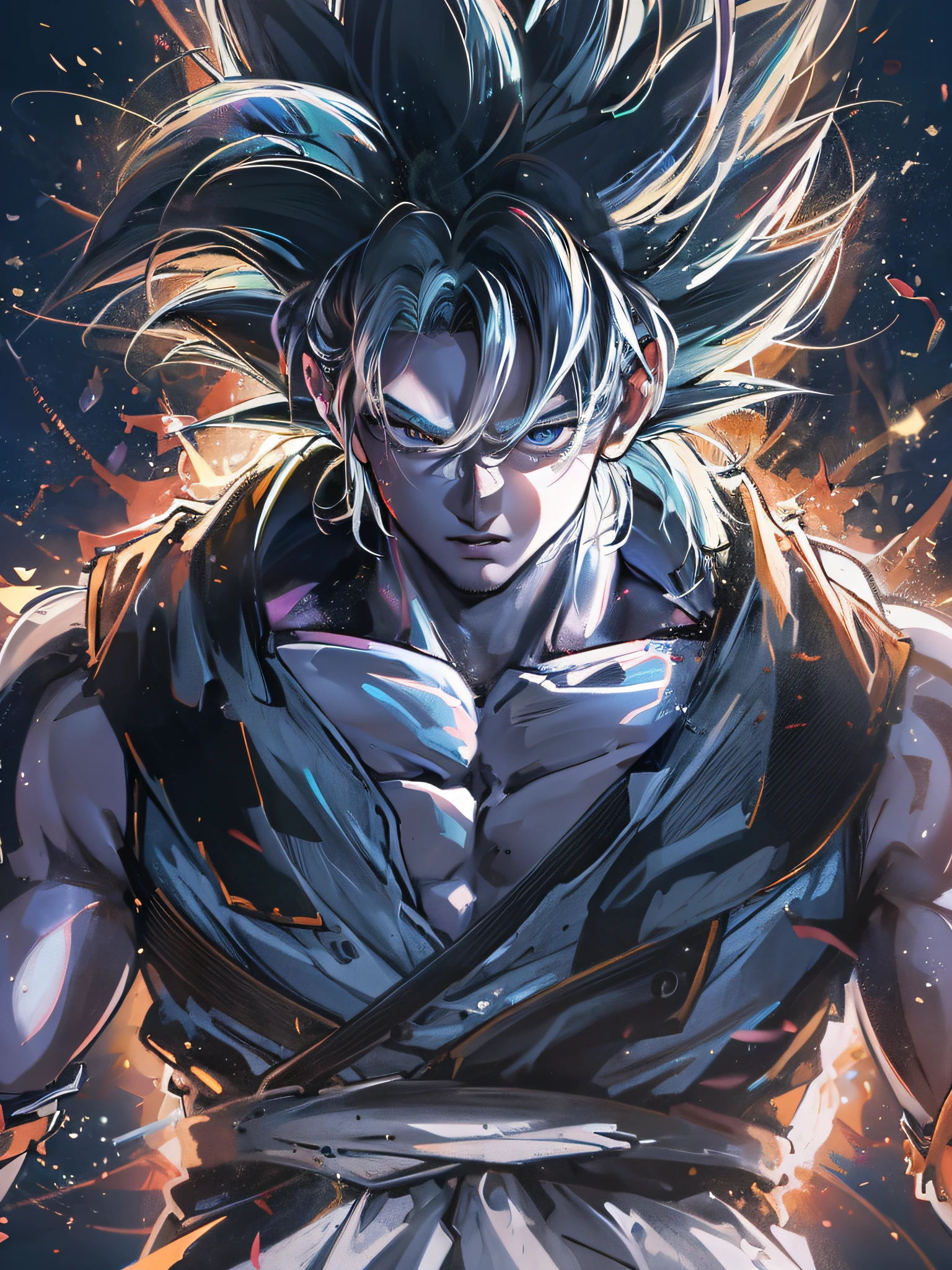 Image de GOKU SUPERIOR INSTINCT avec des cheveux blancs Effet