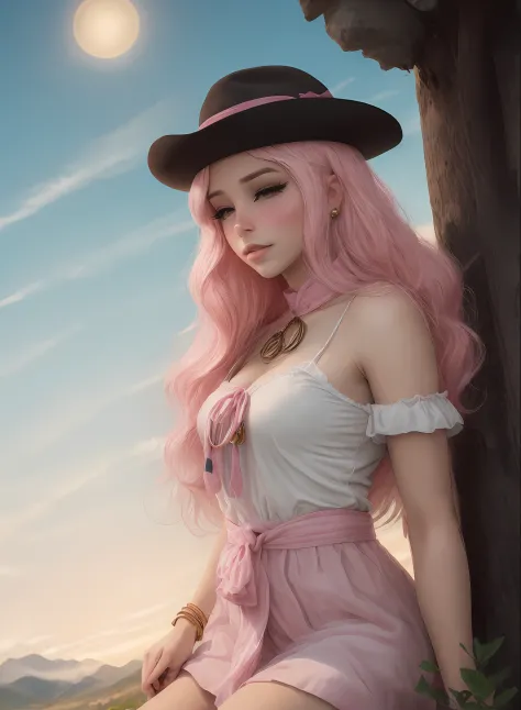 imagem realista da barbie em uma emocionante aventura no oeste selvagem! she's dressed in a stunning pink dress and a country-st...