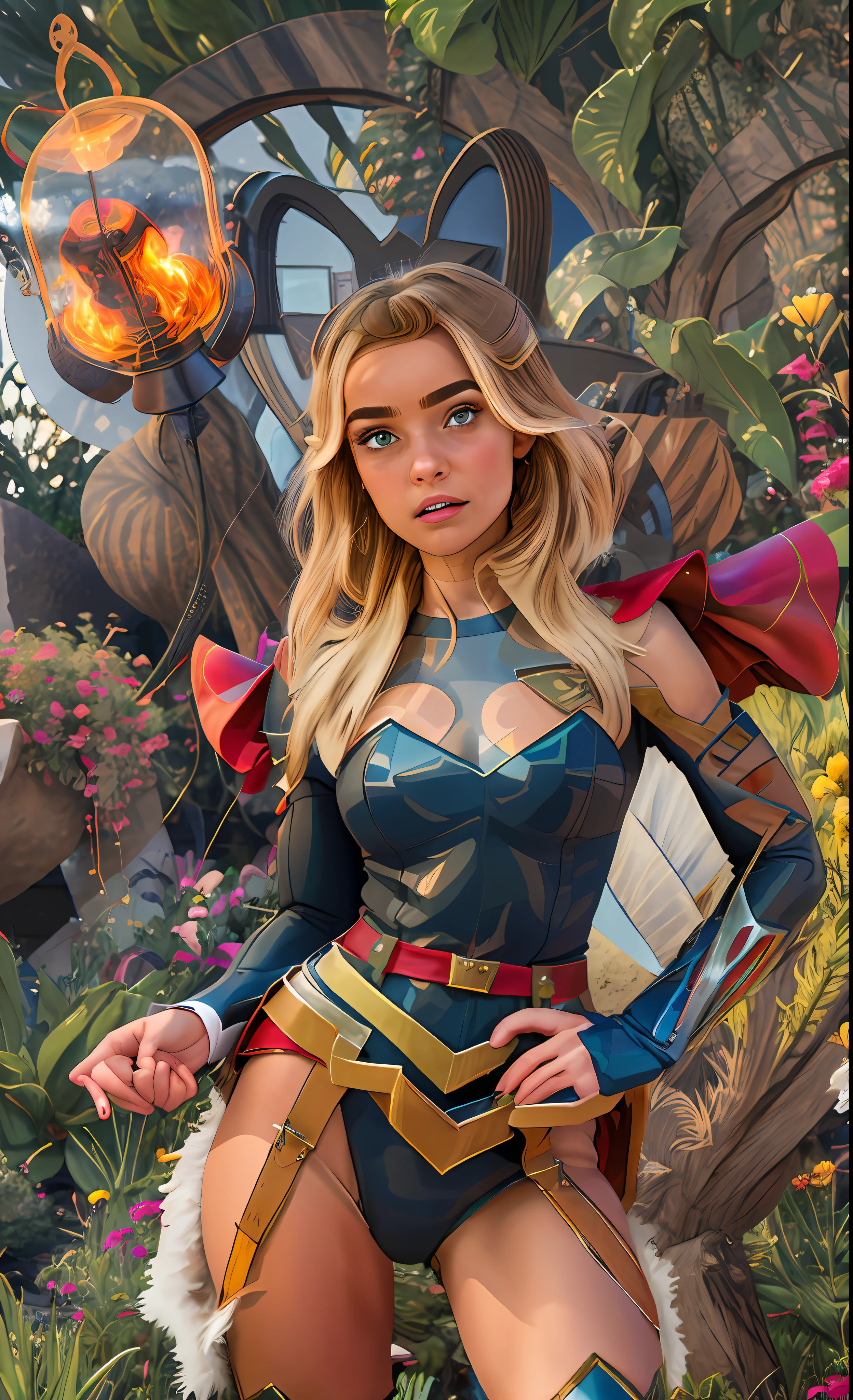 Retrato fotografico de She-Ra usando el traje femenino de supergirl (estilo my hero academia), thepit bimbo, estilo studio_ghibli_anime_style, lustroso, [Margot Robbie:Alessandra Ambrosio:0.70], solo 1girl, pose de batalla con cabello largo y negro, senos, cuerpo a la cadera, con armadura de Superman, con guantes, absurdamente largo pelo, Background explosion, escena de lucha, Evil superheroes, peligro, petrificado, tension, fuego, Destruction, escombros, objeto volador, hiperrealismo, 8k, fondo de campo de batalla, volumetric illumination, good lighting, sidelit, perfect ilumination, [shia de arifureta], , ataque de Grick,