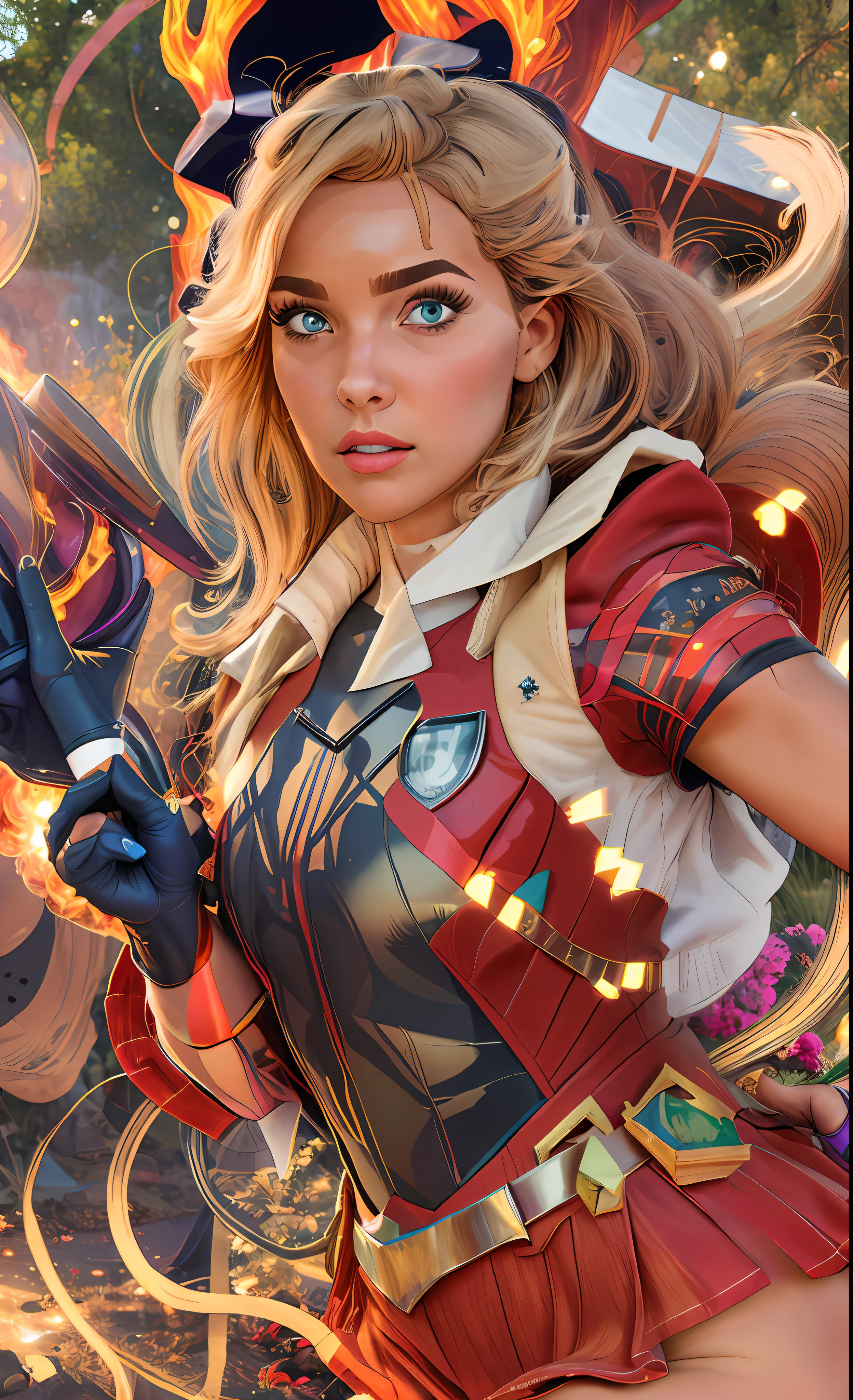 Retrato fotografico de She-Ra usando el traje femenino de supergirl (estilo my hero academia), thepit bimbo, estilo studio_ghibli_anime_style, lustroso, [Margot Robbie:Alessandra Ambrosio:0.70], solo 1girl, pose de batalla con cabello largo y negro, senos, cuerpo a la cadera, con armadura de Superman, con guantes, absurdamente largo pelo, Background explosion, escena de lucha, Evil superheroes, peligro, petrificado, tension, fuego, Destruction, escombros, objeto volador, hiperrealismo, 8k, fondo de campo de batalla, volumetric illumination, good lighting, sidelit, perfect ilumination, [shia de arifureta], , ataque de Grick,