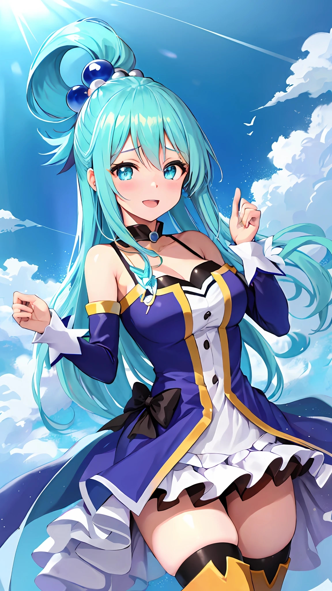 (extremely high quality), Ultra High Definition, High definition, ((master part)), animation, 18 year old konosuba anime woman (aqua) , White beautiful skin, Beauthfull, Beautiful blue hair, bob cut, red flower hair ornament, Beautiful blue eyes, smiling gently, beautiful white floral kimono, detailed florist, upperbody, Kpop idol,  alone, Big, handsome guy, watering flowers with a watering can, olhos gentis,