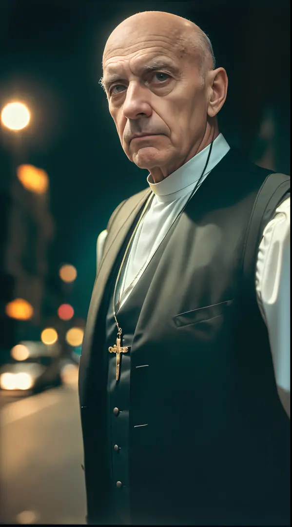 (
    (Character: one italian man, 70 years old, exorcist, serious face,bald),(sfw:1.3)
    (Clothing: Priest's vest, holding a ...