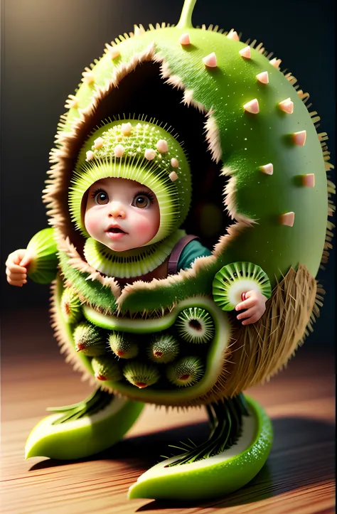 cute Kiwifruit baby, octane render, unreal engine, highly detailed, intricate