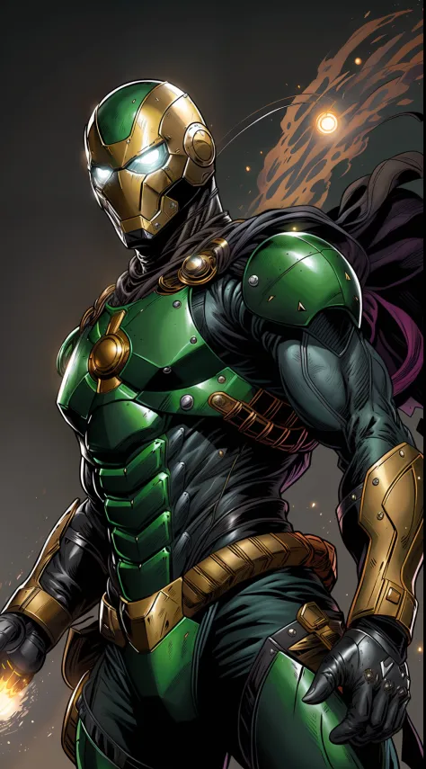 Homem de ferro dos vingadores estilos verde a armadura