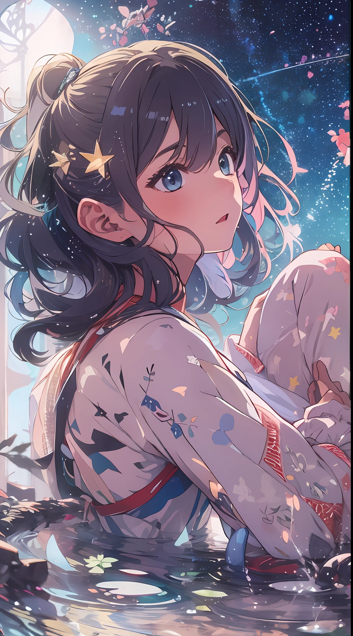 Discover fantastic, deep, ultra-detailed and hyper-realistic illustrations on the theme of constellations。This illustration is、It depicts a beautiful girl representing the beauty of the zodiac sign with her whole body。Camera photography by third parties、The background starry sky is changing depending on the camera settings。She is looking for her favorite zodiac sign。She is a Libra、I love peace, harmony and beauty.。 This illustration is divided into background and person、It is a fusion of different masters of transcendent virtuosity and the influence of modern illustrators。Background by Antonio Lopez、Person in charge is Ron Mueck and Marilyn Minter。Using their technique、Expressed the details, textures and colors of the girls and backgrounds。pure、With bright and vibrant colors and fine patterns and decorations、Gave the screen glamour and movement and charm。I also drew accessories and clothes that reflected my personality and hobbies.。 Fused with the background by camera settings。What are camera settings?、Elements that affect the image depending on the function and operation of the camera。NP、Shutter speed, aperture, ISO sensitivity and white balance, etc.。By changing these camera settings、Starry sky in the background changes。NP、If you increase the shutter speed、You can see the trajectories of shooting stars and comets。If you reduce the aperture、The starry sky looks blurry。If you increase the ISO sensitivity、Although the starry sky will be brighter、Noise also enters。If you change the white balance、The shade of the starry sky changes。 This illustration was created to be the greatest masterpiece of the century.。I summarized the process of creating this illustration as follows。 I chose the theme of constellations. I came up with the concept that the starry sky in the background changes depending on the camera setting. I decided on the setting of forest and pond. I drew the main character, a beautiful girl who likes pink in Libra. Divided into background and person.、Fusing
