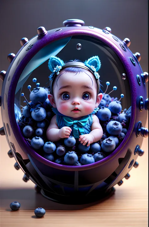 cute blueberry baby, octane render, unreal engine, highly detailed, intricate