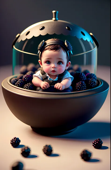 cute blackberry baby, octane render, unreal engine, highly detailed, intricate