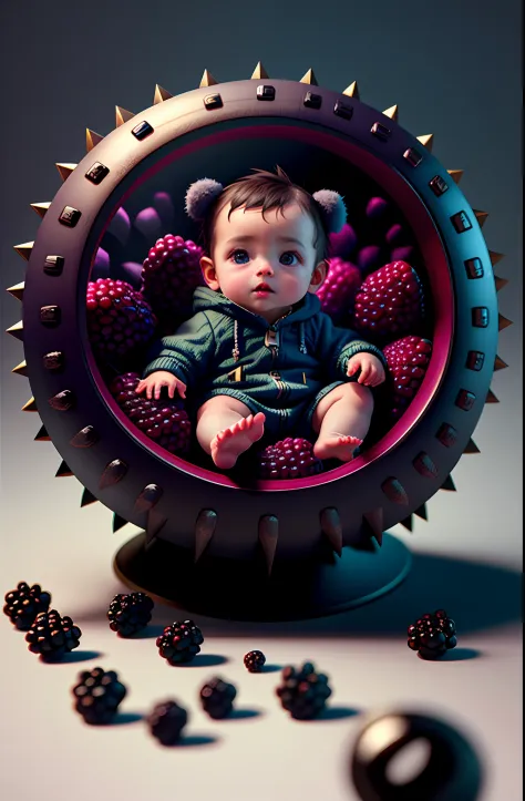 cute blackberry baby, octane render, unreal engine, highly detailed, intricate