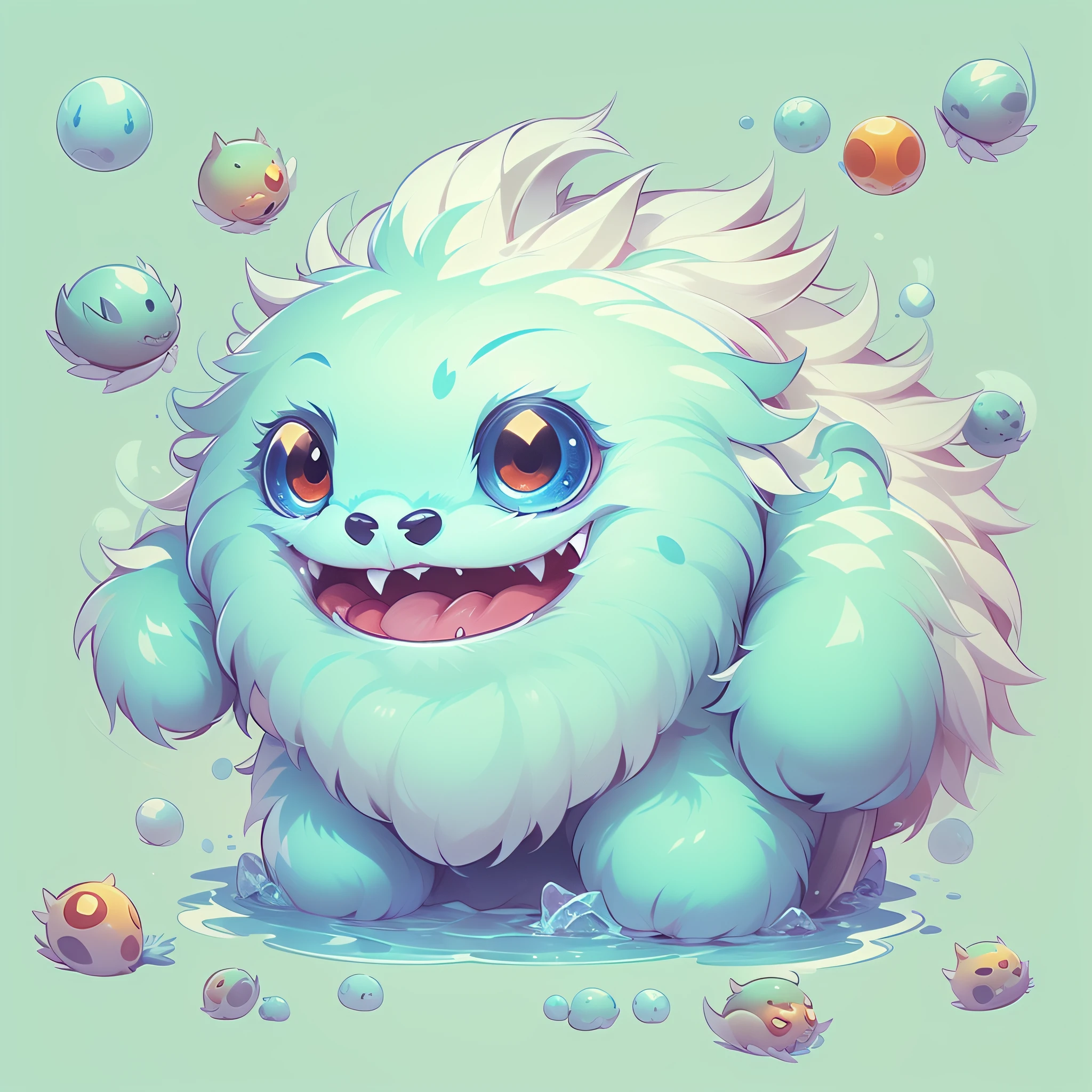 Masterpiece,High Quality,High resolution,The highest resolution,White background,solid color background,transparent background,no background,remove background,Complicated details,Highest quality,game icon,game icon institute,cartoon_style,full body,Cute Fluffy Monster,Water,all separated