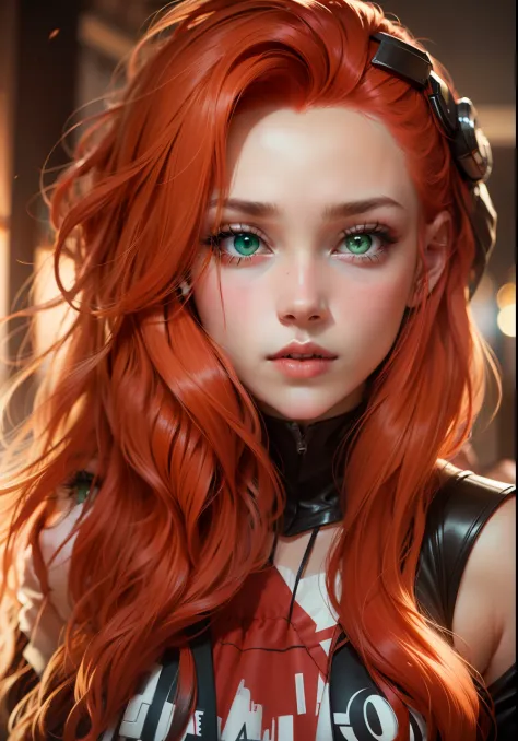 girl red hair green eyes --auto