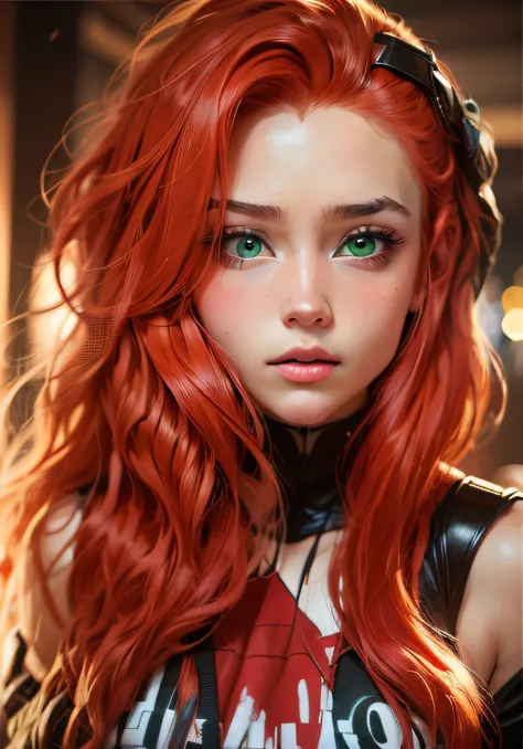 girl red hair green eyes --auto