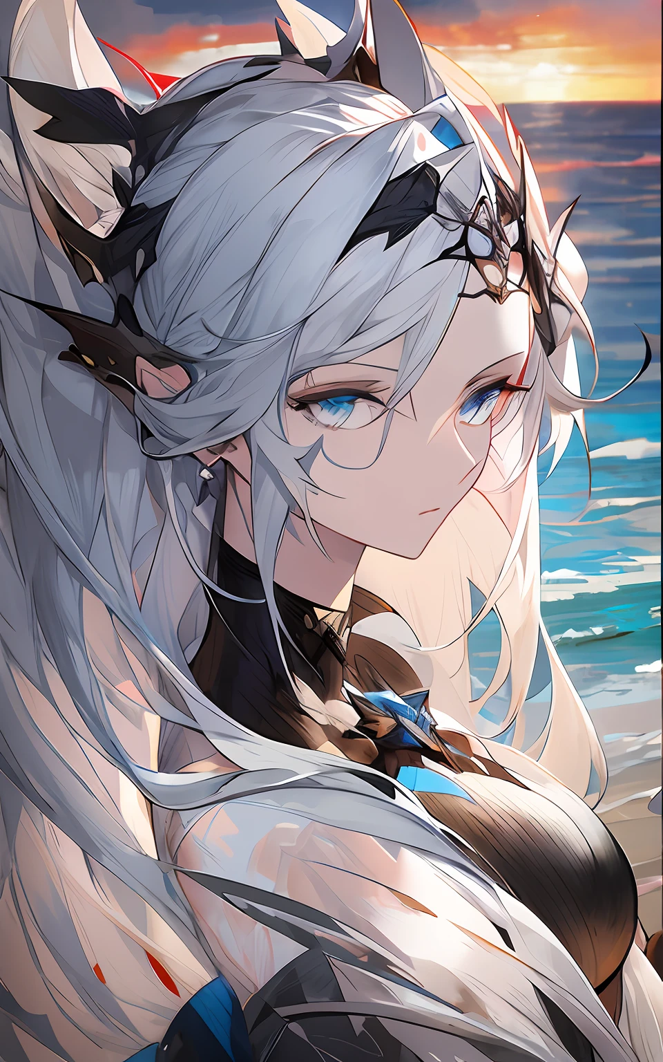 garota anime com cabelos brancos e olhos azuis em pé na praia, artgerm extremamente detalhado, Germe de arte on ArtStation Pixiv, modelo | Germe de arte, Germe de arte. alto detalhe, ! germe de arte dos sonhos, retrato de rossdraws, Germe de arte. ilustração de anime, arte digital detalhada de anime, Fanart Melhor Estação de Arte, retrato artgerm