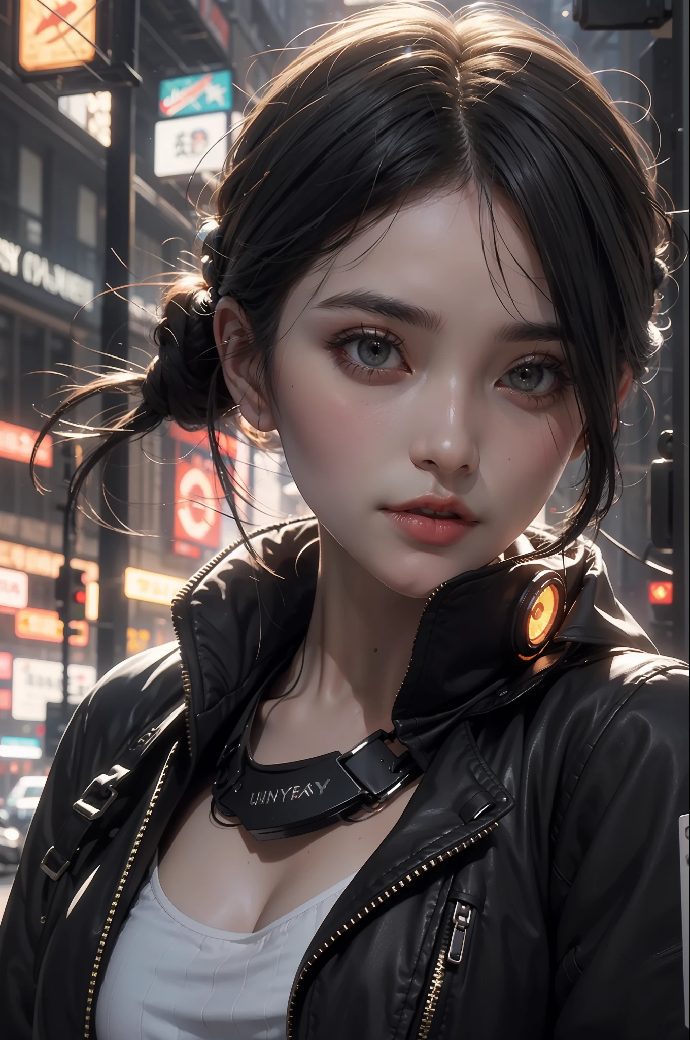 Unity 8k壁纸，((best qualtiy)), ((tmasterpiece)), (the detail:1.4), 3D, A beautiful cyberpunk female image,hdr（HighDynamicRange）,Ray traching,NVIDIA RTX,Hyper-Resolution,Unreal 5,Subsurface scattering、PBR Texture、post-proces、Anisotropy Filtering、depth of fields、maximum definition and sharpness、Many-Layer Textures、Albedo e mapas Speculares、Surface coloring、Accurate simulation of light-material interactions、perfectly proportions、rendering by octane、Two-colored light、largeaperture、Low ISO、White balance、the rule of thirds、8K raw data、（Pat the upper body，closeup of face）