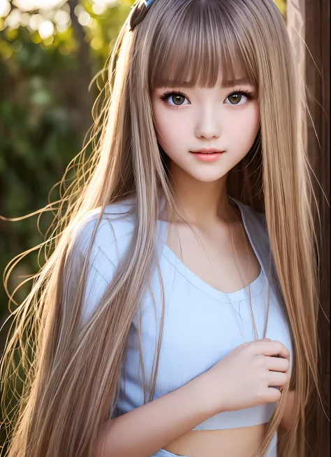 shiny white skin,、Extremely Beautiful Western Caucasian Girl、Nice and cute good looks、Gorgeous Platinum Blonde、Super long straig...