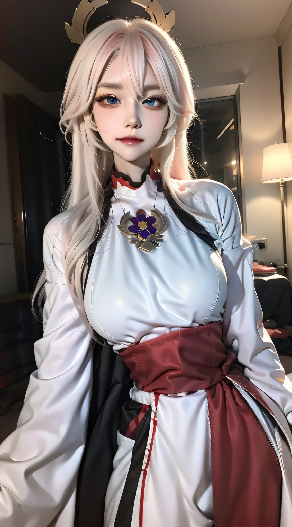 Arapei girl posing for photo with long white hair and blue eyes, Anime girl cosplay, Anime cosplay, Hatsune Miku cosplay, Anime girl in real life, professional cosplay, Beautiful anime style, long  white hair, cosplay, trending on cgstation, with long white hair, elegant glamourous cosplay, Beautiful anime girl, glamourous cosplay, trending at cgstation