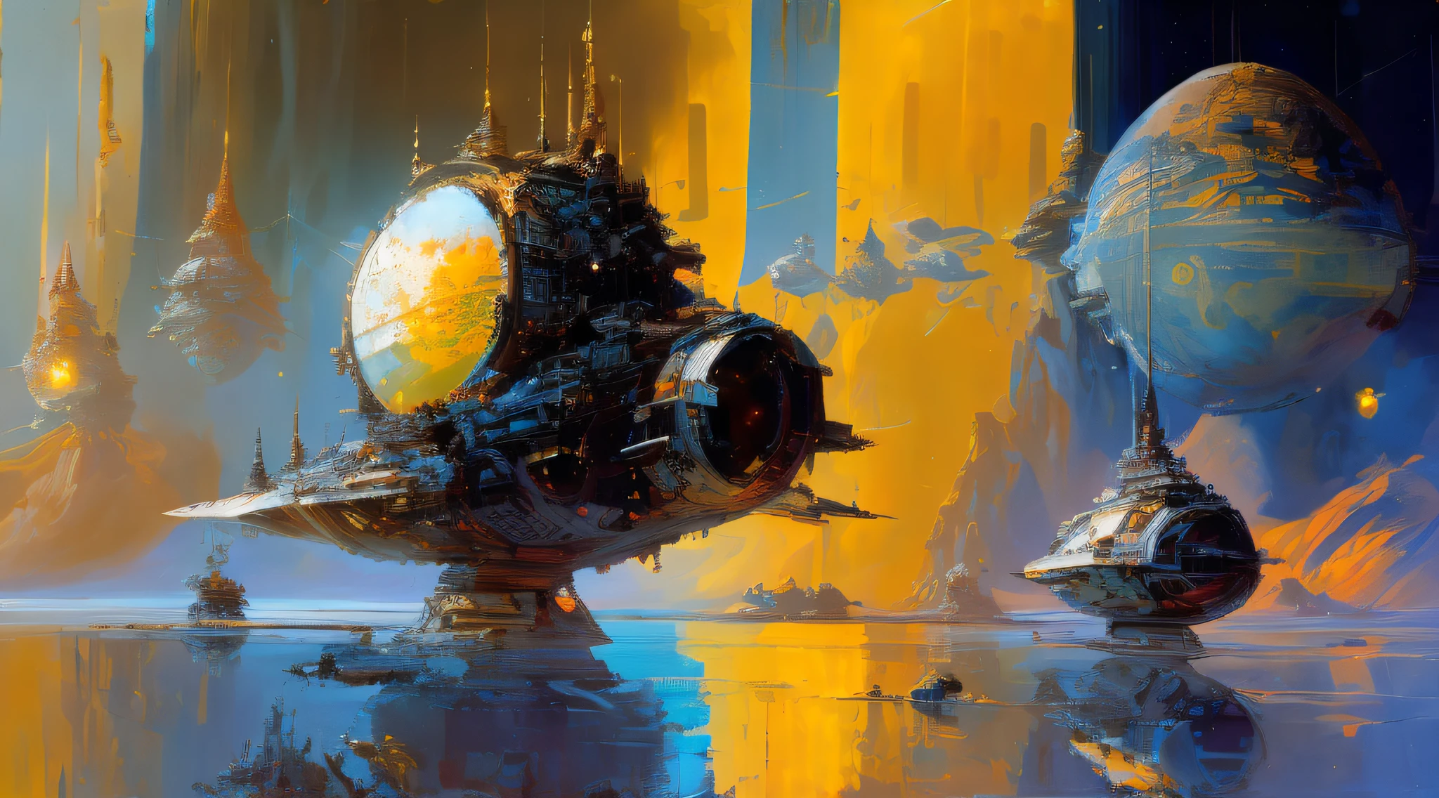 by John Berkey satellites in space orbit around the Earth, John Berkey space art style cinematography, atmospheric, photorealistic, elegant composition, Depth of Field, DOF, Tilt Blur, White Balance, 32k, Super-Resolution, Megapixel, ProPhoto RGB, VR, Halfrear Lighting, Backlight, Natural Lighting, Incandescent, Optical Fiber, Moody Lighting, Cinematic Lighting, Studio Lighting, Soft Lighting, Volumetric, Contre-Jour, Beautiful Lighting, Accent Lighting, Global Illumination, Screen Space Global Illumination, Ray Tracing Global Illumination, Optics, Scattering, Glowing, Shadows, Rough, Shimmering, Ray Tracing Reflections, Lumen Reflections, Screen Space Reflections, Diffraction Grading, Chromatic Aberration, GB Displacement, Scan Lines, Ray Traced, Ray Tracing Ambient Occlusion, Anti-Aliasing, FKAA, TXAA, RTX, SSAO, Shaders, OpenGL-Shaders, GLSL-Shaders, Post Processing, Post-Production, Cel Shading, Tone Mapping, CGI, VFX, SFX, insanely detailed and intricate, hypermaximalist, elegant, hyper realistic, super detailed, dynamic pose, photography cinematic, intense, cinematic composition + intricate detailed, cinematic lighting + rim lighting + color grading + focus + bokeh, 1X + Unsplash + 500px, taken by Canon EOS R5 RF85mm F1.8 MACRO lens 1/100sec