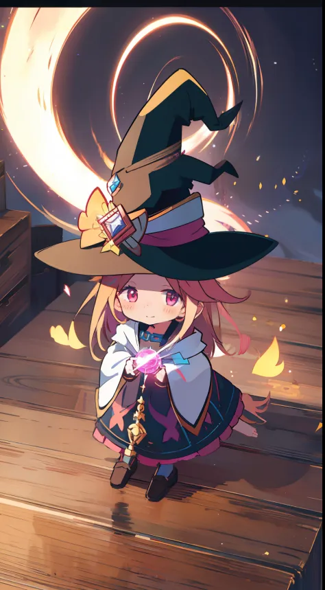 One girl、sorcerer、witch's hat、witch outfit、​masterpiece、Top image quality、top-quality、cute little、fight、magia、