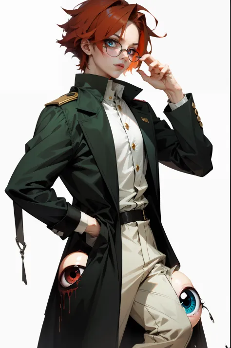 anime character with green hair and a brown coat, inspired by Hisui  Sugiura, inspired by Okumura Masanobu, ( ( wearing a long coat ) ), he is  wearing a trenchcoat - SeaArt AI