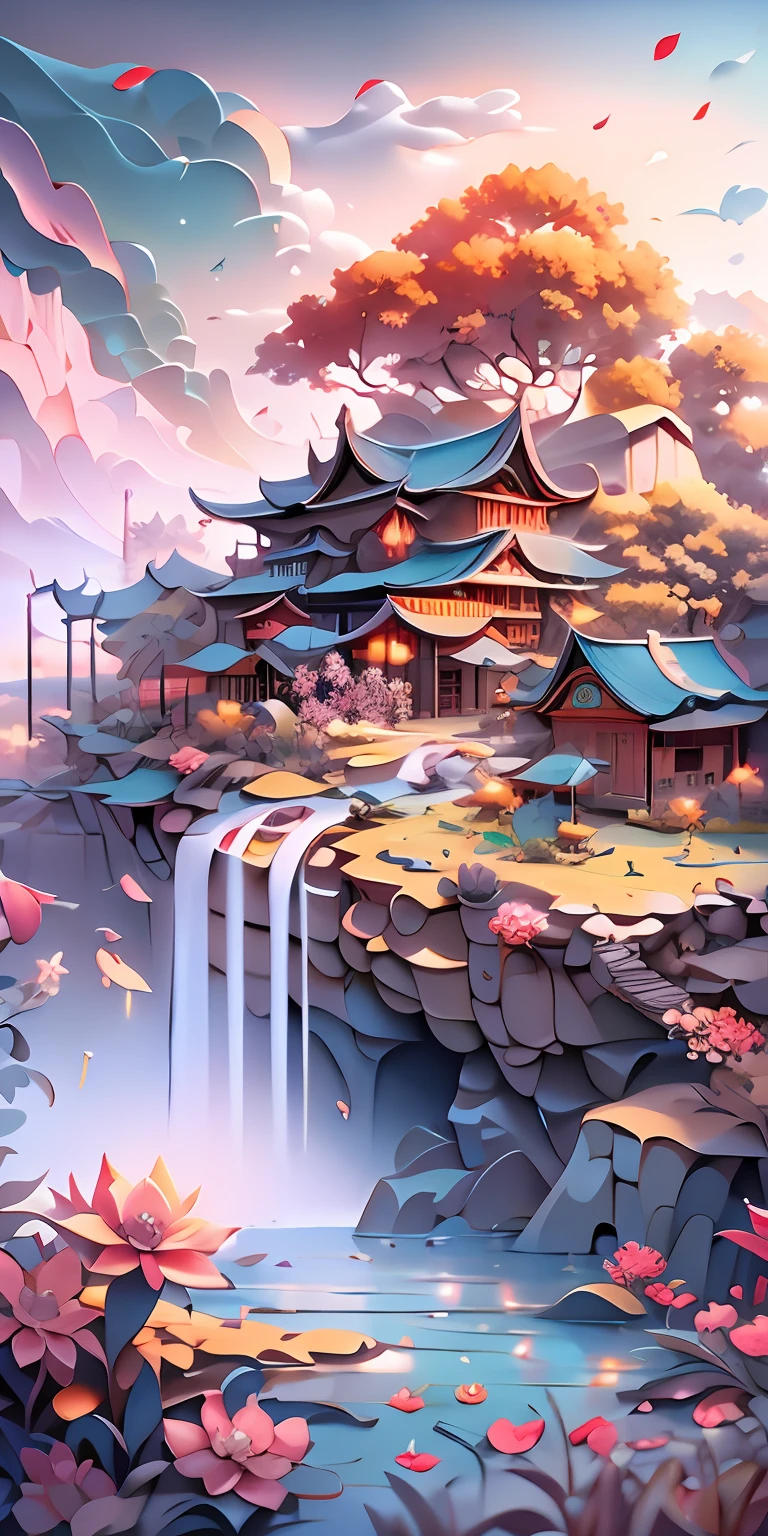 traditional chinese old village, waterfall, rice field,( watercolor \(medium\), IrisCompiet:1.2),abstract background, fantasy, many colors, colorful, flower petals, wind blowing,masterpiece, best quality, (extremely detailed CG unity 8k wallpaper), (best quality), (best illustration), (best shadow), absurdres, realistic lighting, (Abyss), beautiful detailed glow,clear face, clean white background, masterpiece, super detail, epic composition, ultra HD, high quality, extremely detailed, official art, uniform 8k wallpaper, super detail, 32k -- v 6