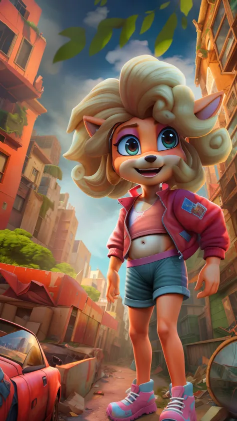 beautiful and detailed picture of coco bandicoot, (best quality, insanely detailed illustration:1.2), masterpiece, (((child, kid...