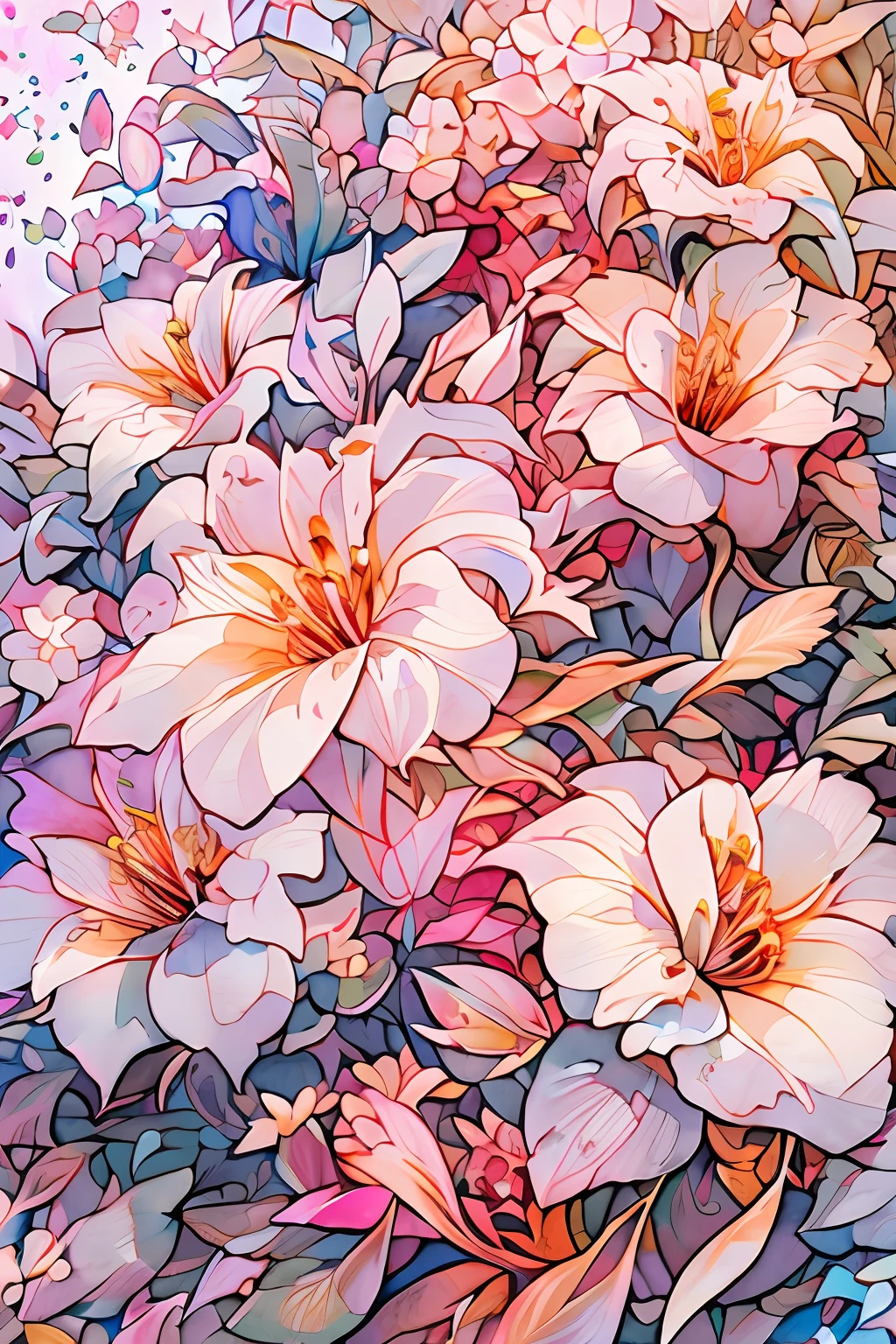 ( Aquarell \(Mittel\), IrisCompiet:1.2),abstrakter Hintergrund, Fantasie, viele Farben, Bunt, Blütenblätter, Wind weht,Meisterwerk, beste Qualität, (extrem detailliert CG unity 8k wallpaper), (beste Qualität), (beste Illustration), (bester Schatten), absurdesten, Realistische Beleuchtung, (Abgrund), schönes, detailliertes Leuchten,klares Gesicht, sauberer weißer Hintergrund, Meisterwerk, super detail, Epische Komposition, Ultra HD, gute Qualität, extrem detailliert, offizielle Kunst, einheitliche 8k Tapete, super detail, 32k -- v 6