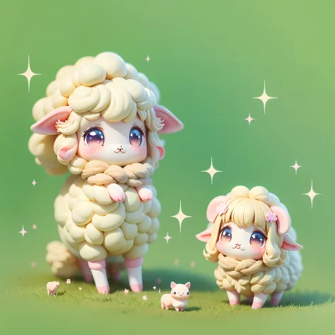 chibi, sheep around, kawaiitech, kawaii, cute, pastel colors, best quality, happy