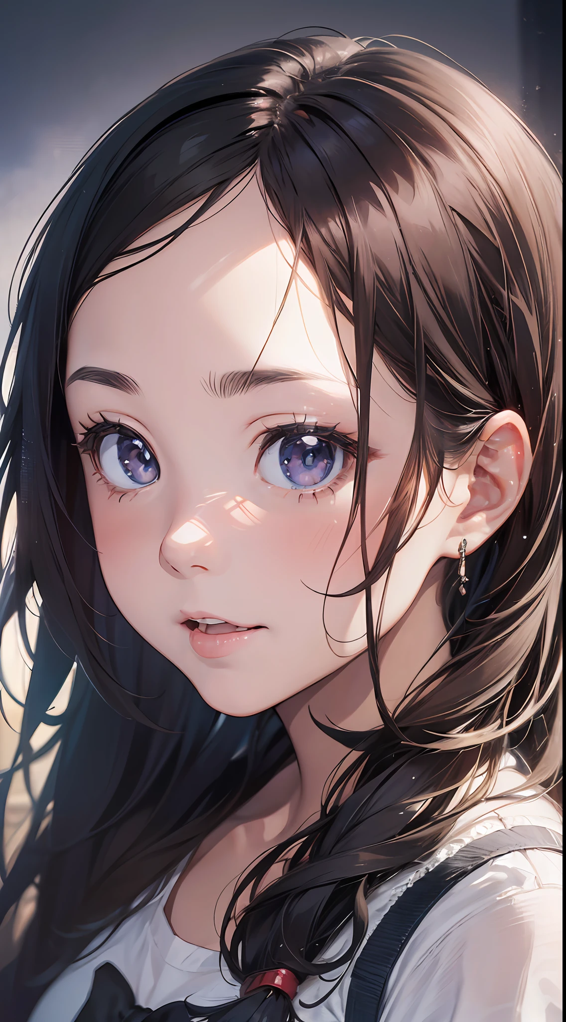 Portrait of a girl painted in hyper-realistic style。High quality, detail, depth and 3D effect。Worthy of 16k wallpapers。The texture of the material changes and is expressed realistically.。Something like official art。