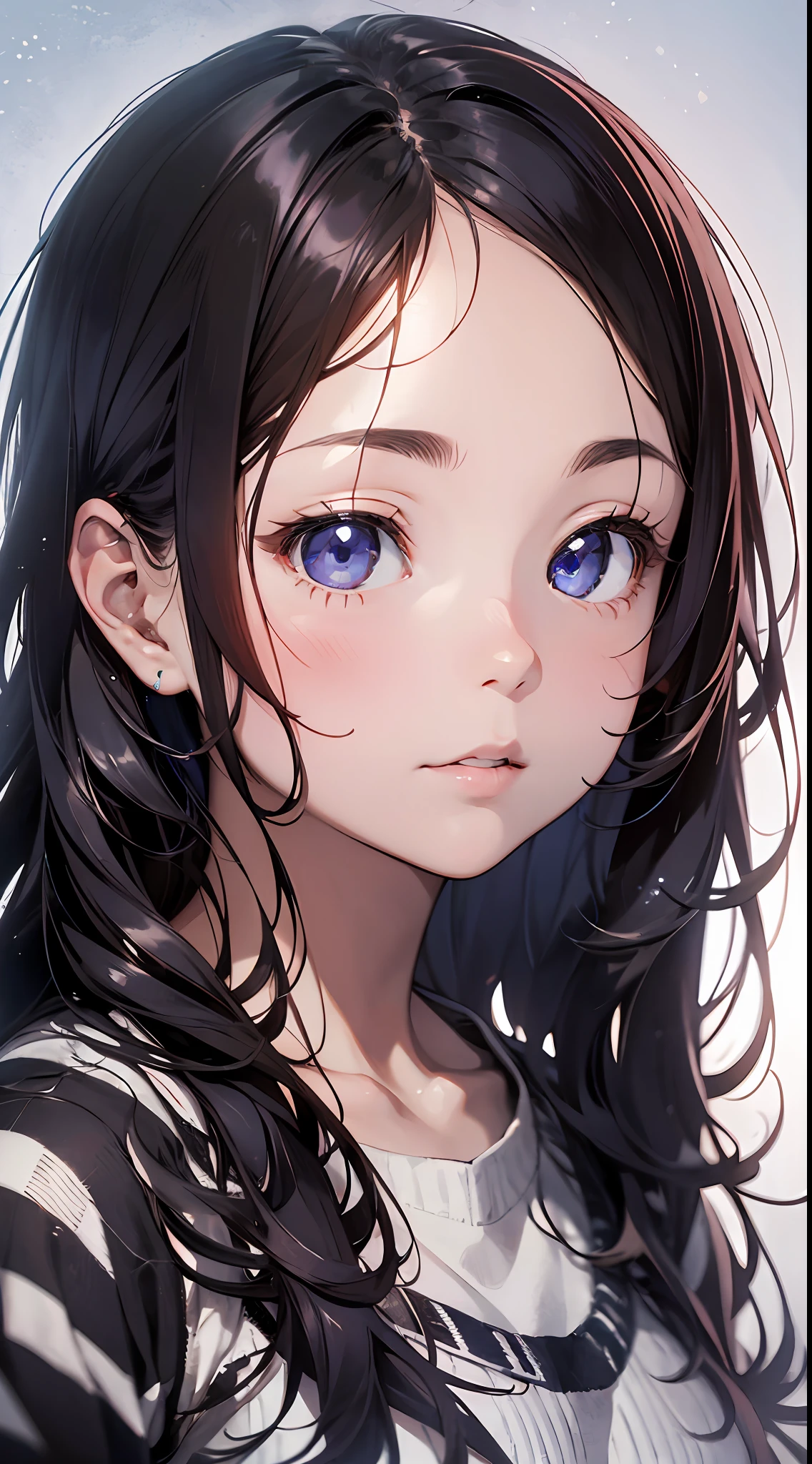 Anime girl with blue eyes and long black hair - SeaArt AI