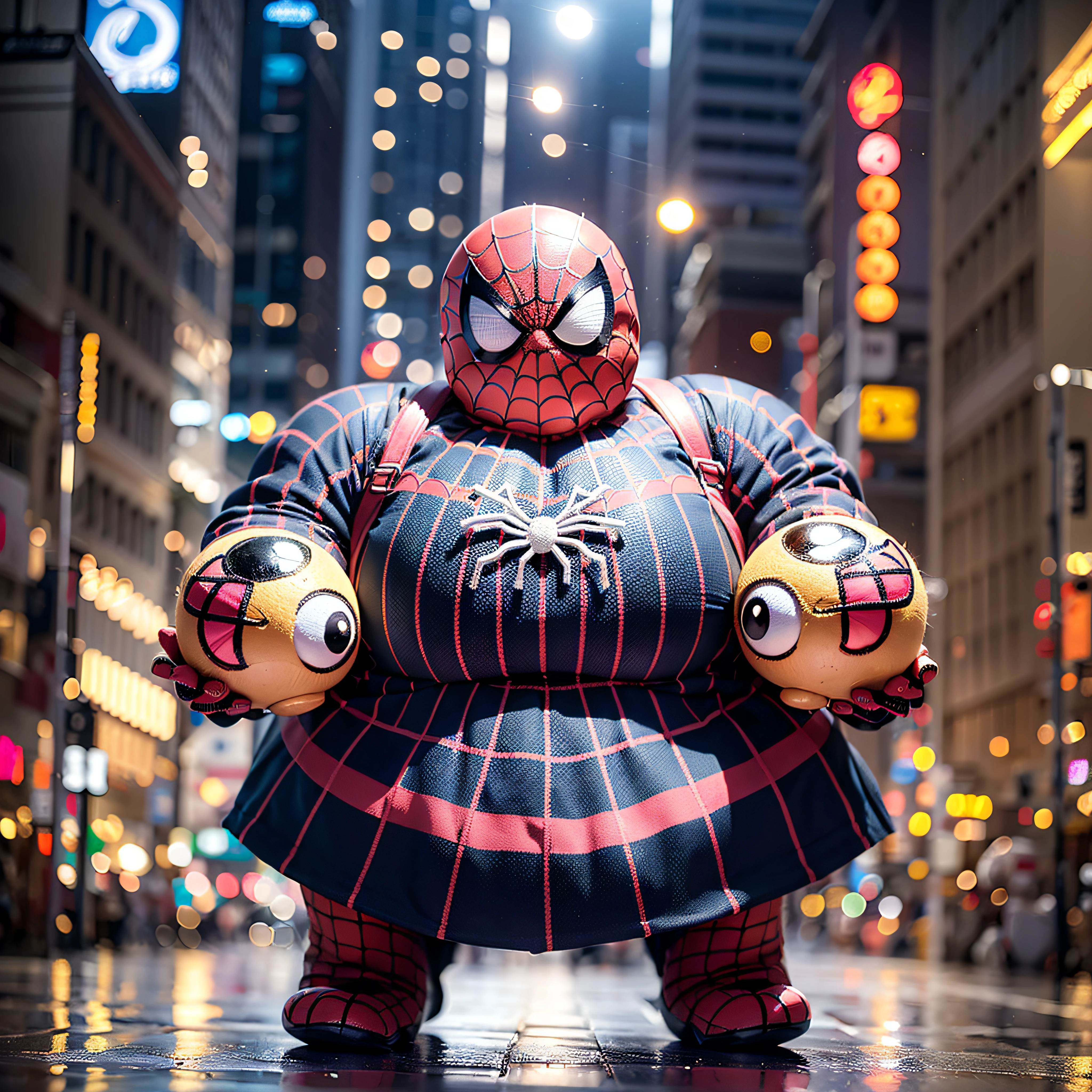 Spider - man in a kilt costume standing in the middle of a city - SeaArt AI