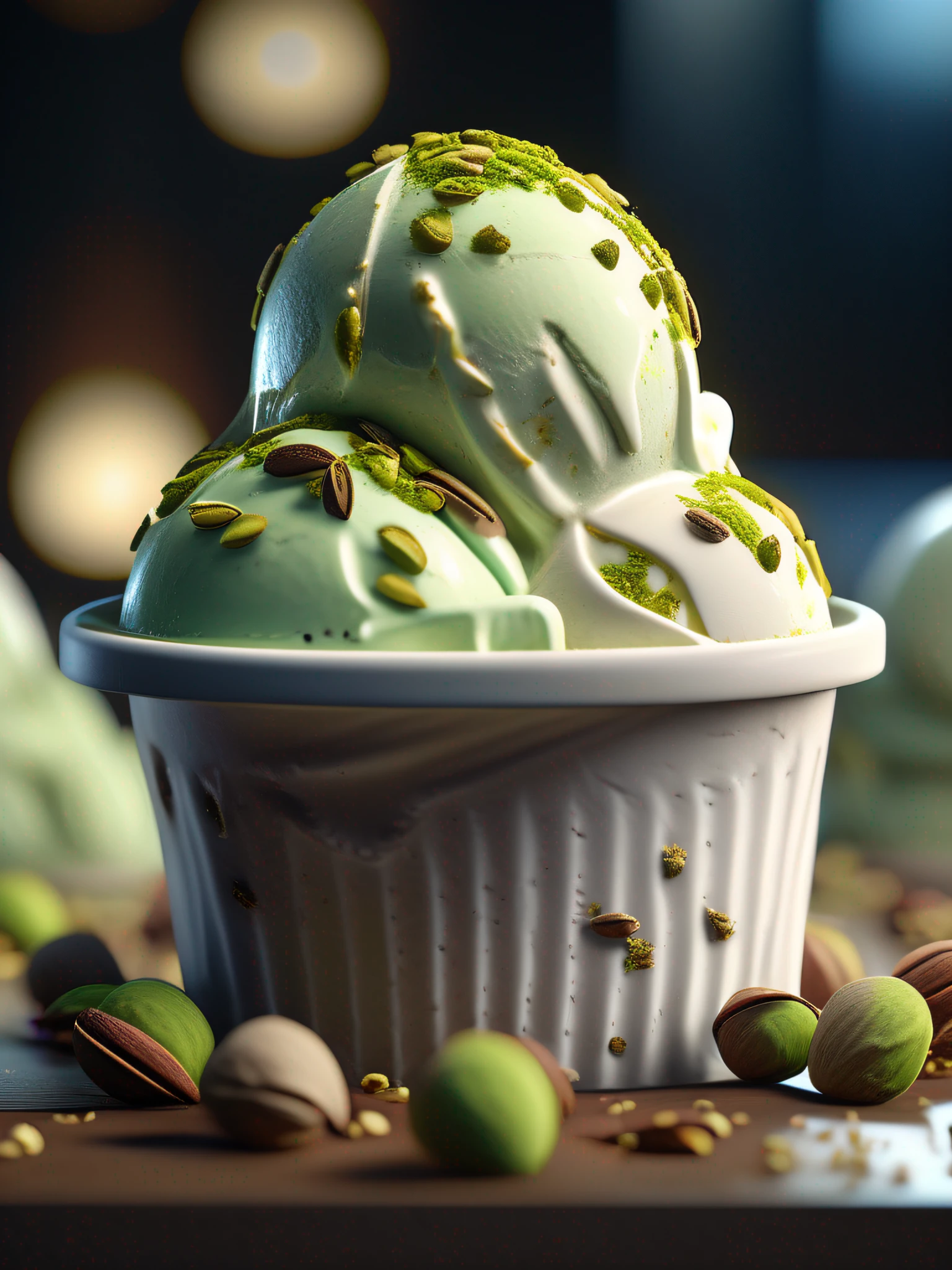 Vanilla and pistachio ice cream, Cinematic, hyper - detailed, insane details, beautifully color graded, Unreal Engine, DOF, super - resolution, megapixel, cinematic lightning, anti - aliasing, FKAA, TXAA, RTX, SSAO, post processing, post - production, tone mapping, CGI, VFX, SFX, insanely detailed and complex, hyper maximalist, hyper realistic, volumetric, photorealistic, ultra photorealistic, ultra detailed, intricate detail, 8K, super detailed, full color, volumetric lightning, HDR, realistic, Unreal Engine, 16K, fine tuning