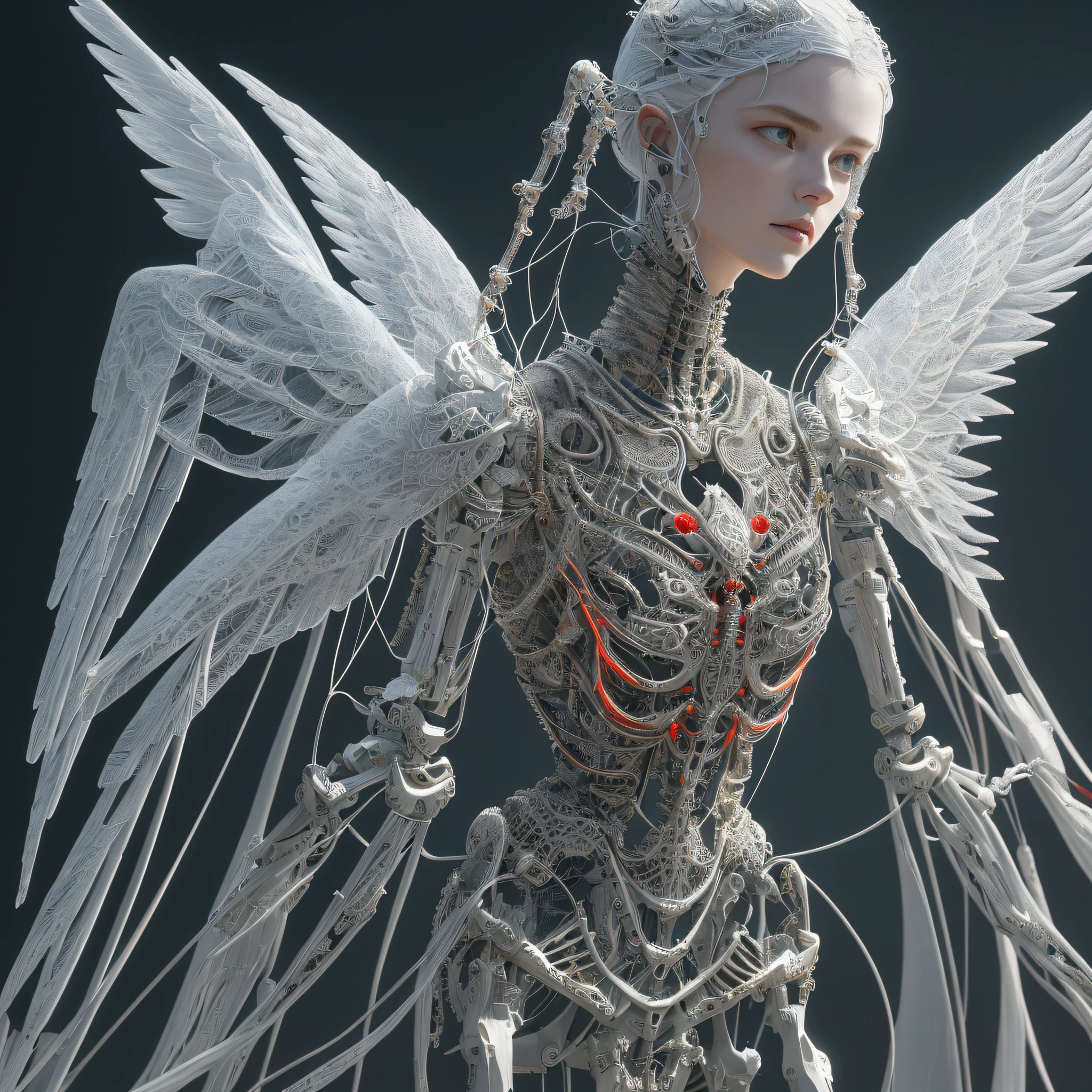 A close up of a woman with a skeleton body and wings - SeaArt AI