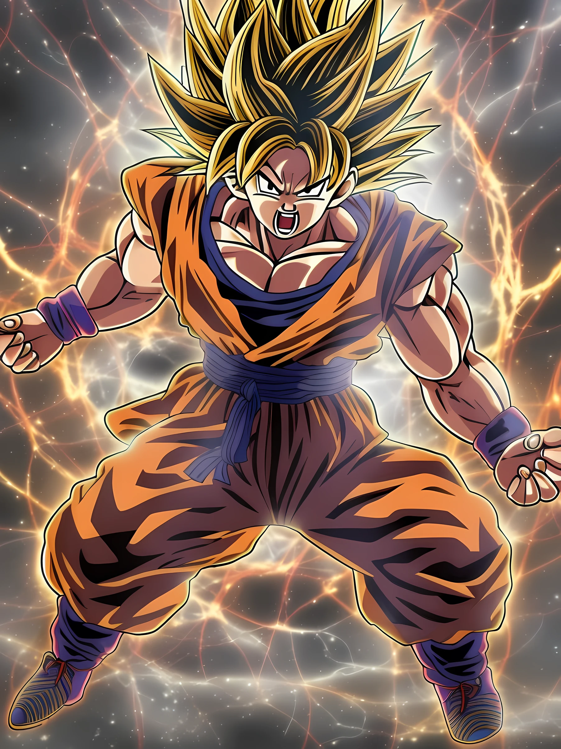 Image of goku in a detailed scenario, with transformation into higher instinct, Ultra HD resolution, fiel ao anime.