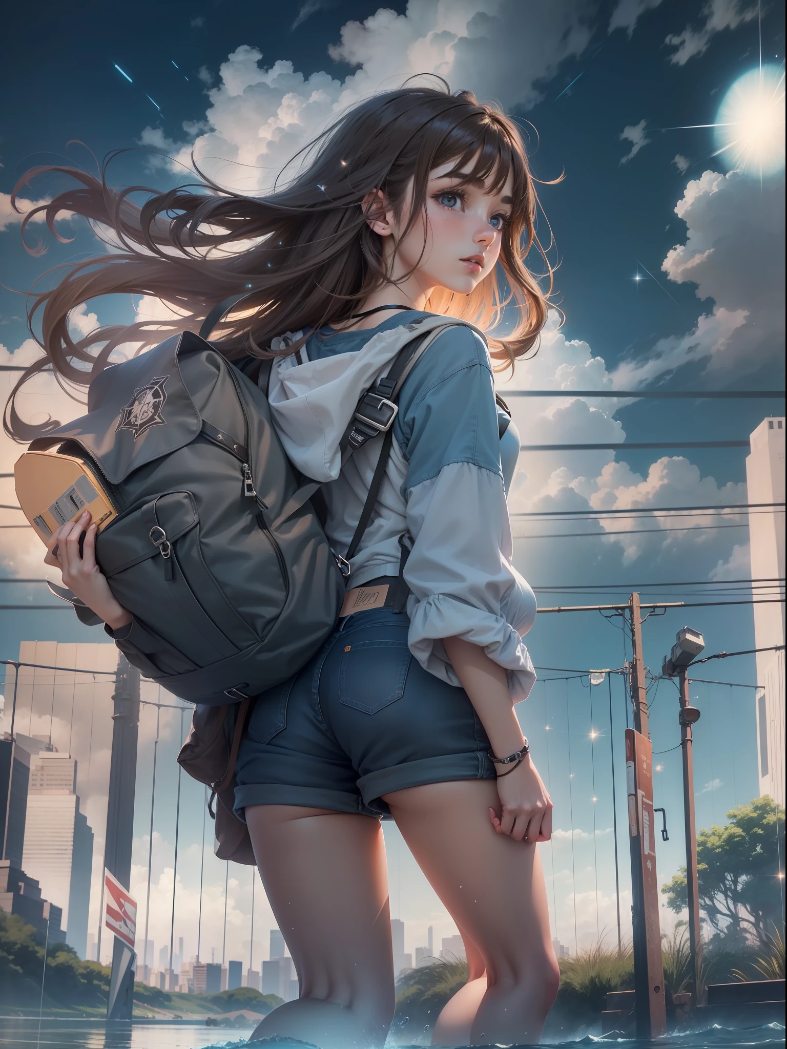 Anime girl with backpack hotsell