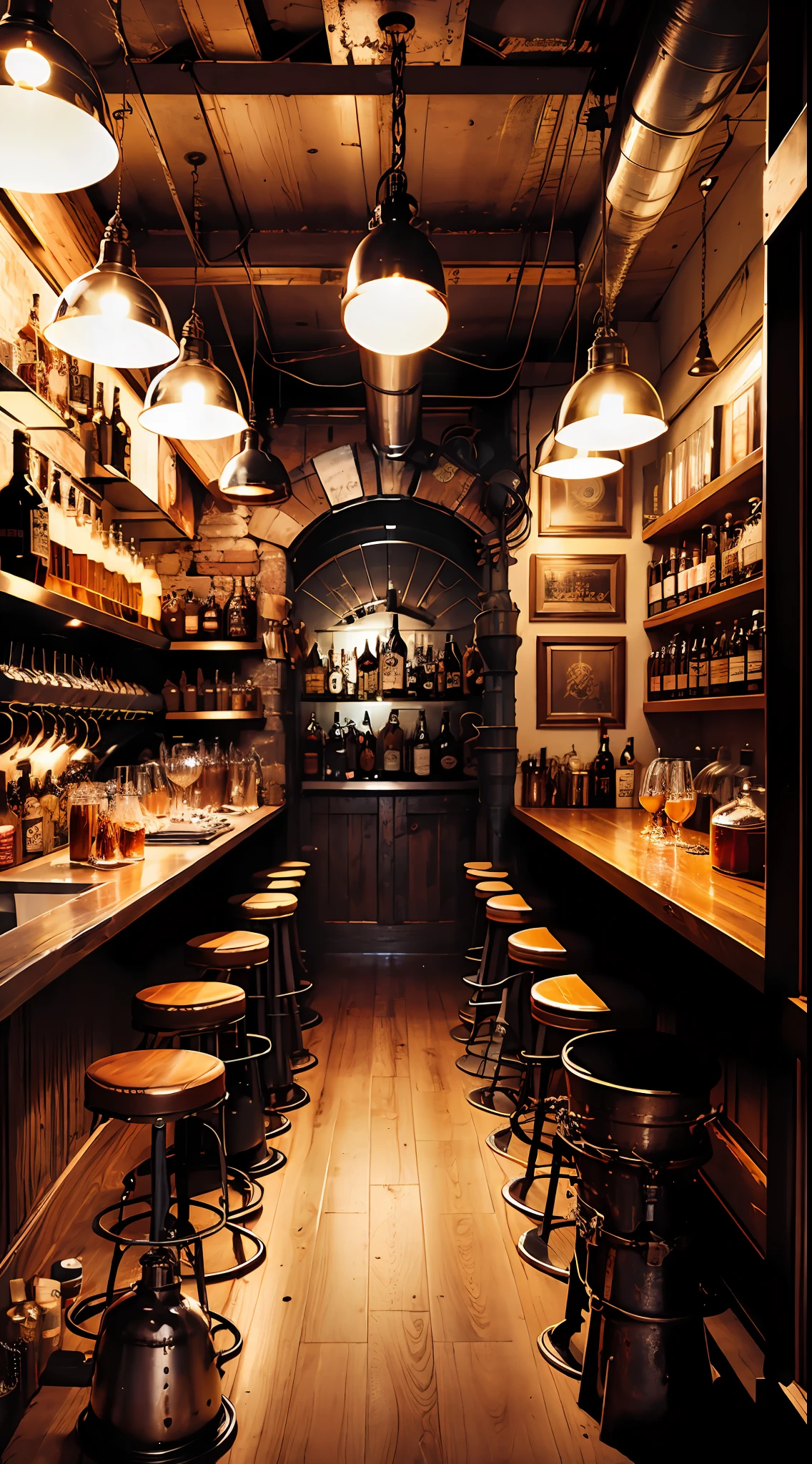 obra maestra, artefacto destilador de whiskey,  taberna clandestina, Steampunk moonshine whisky intrincada maquinaria,  realista, hermoso, Neon Noir Lighting, Kinematic, sharp, Epic Quality