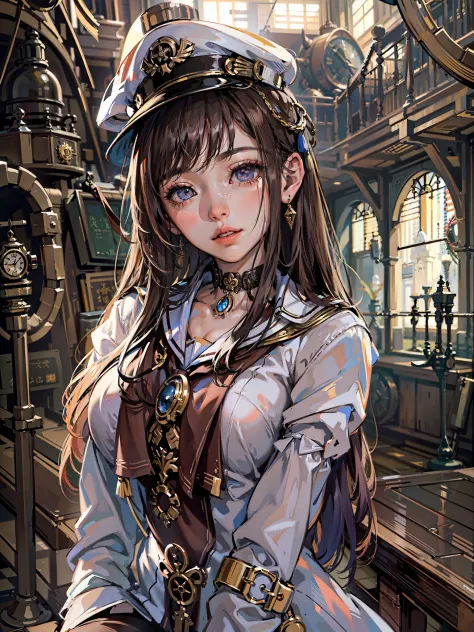 ulzzang-6500-v1.1, (steampunk,raw photo:1.2), (photorealistic:1.4), beautiful detailed girl, very detailed eyes and face, beauti...