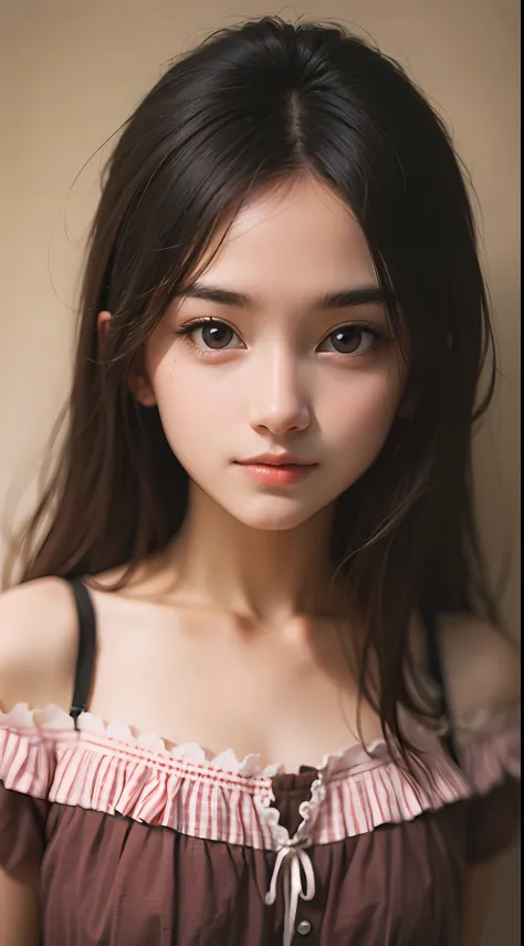 Beautiful, perfect young girl, face and half body photo