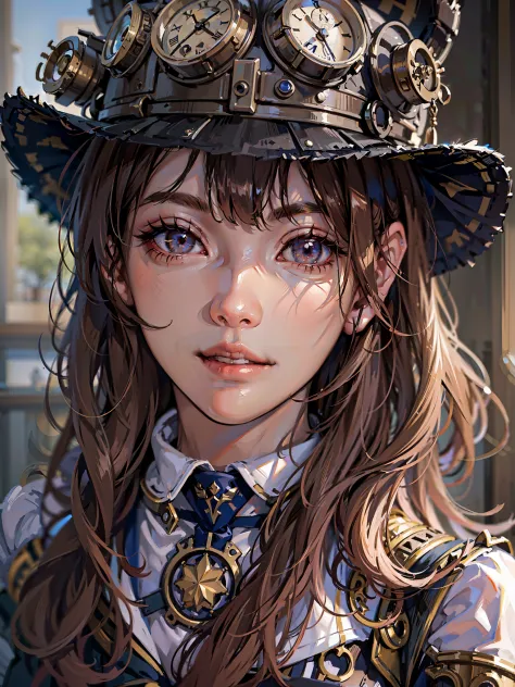 ulzzang-6500-v1.1, (steampunk,raw photo:1.2), (photorealistic:1.4), beautiful detailed girl, very detailed eyes and face, beauti...