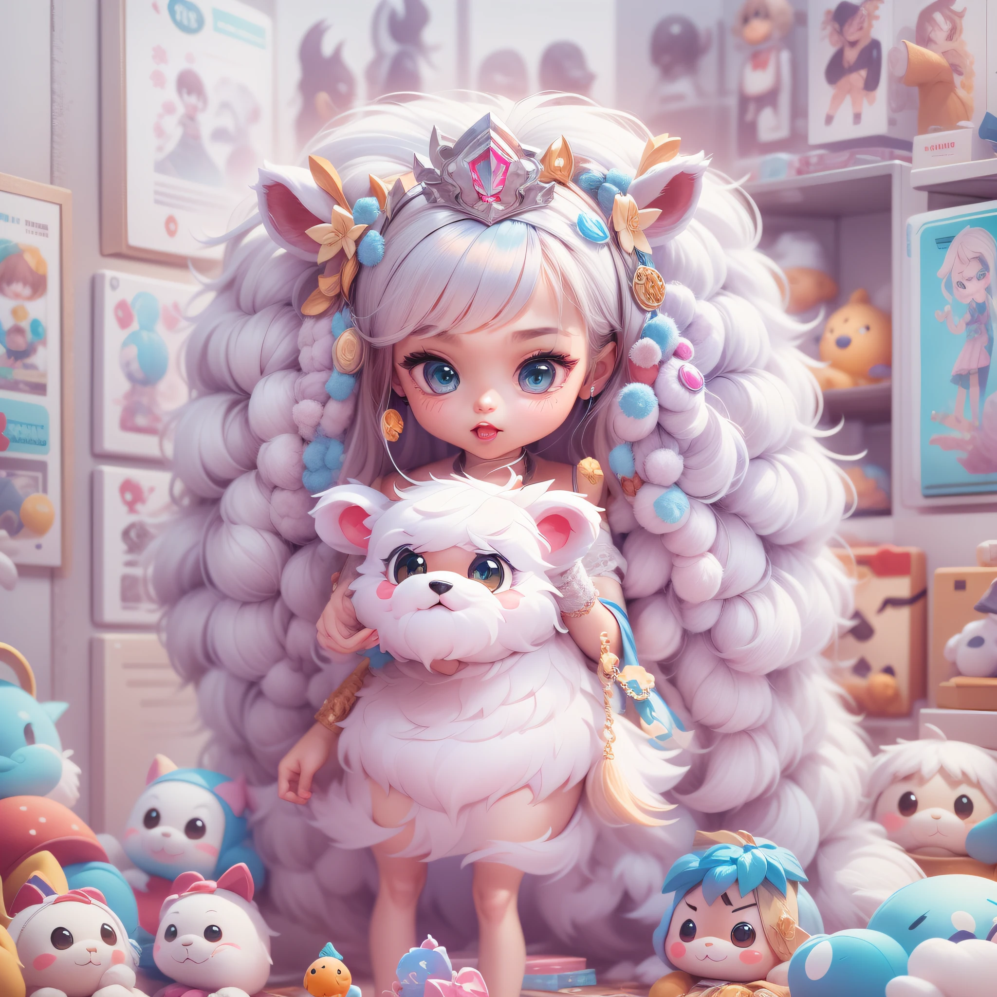 Masterpiece,High Quality,High resolution,The highest resolution,White background,solid color background,transparent background,no background,remove background,Complicated details,Highest quality,game icon,game icon institute,cartoon_style,full body,Cute Fluffy Barbie Monster,all separated