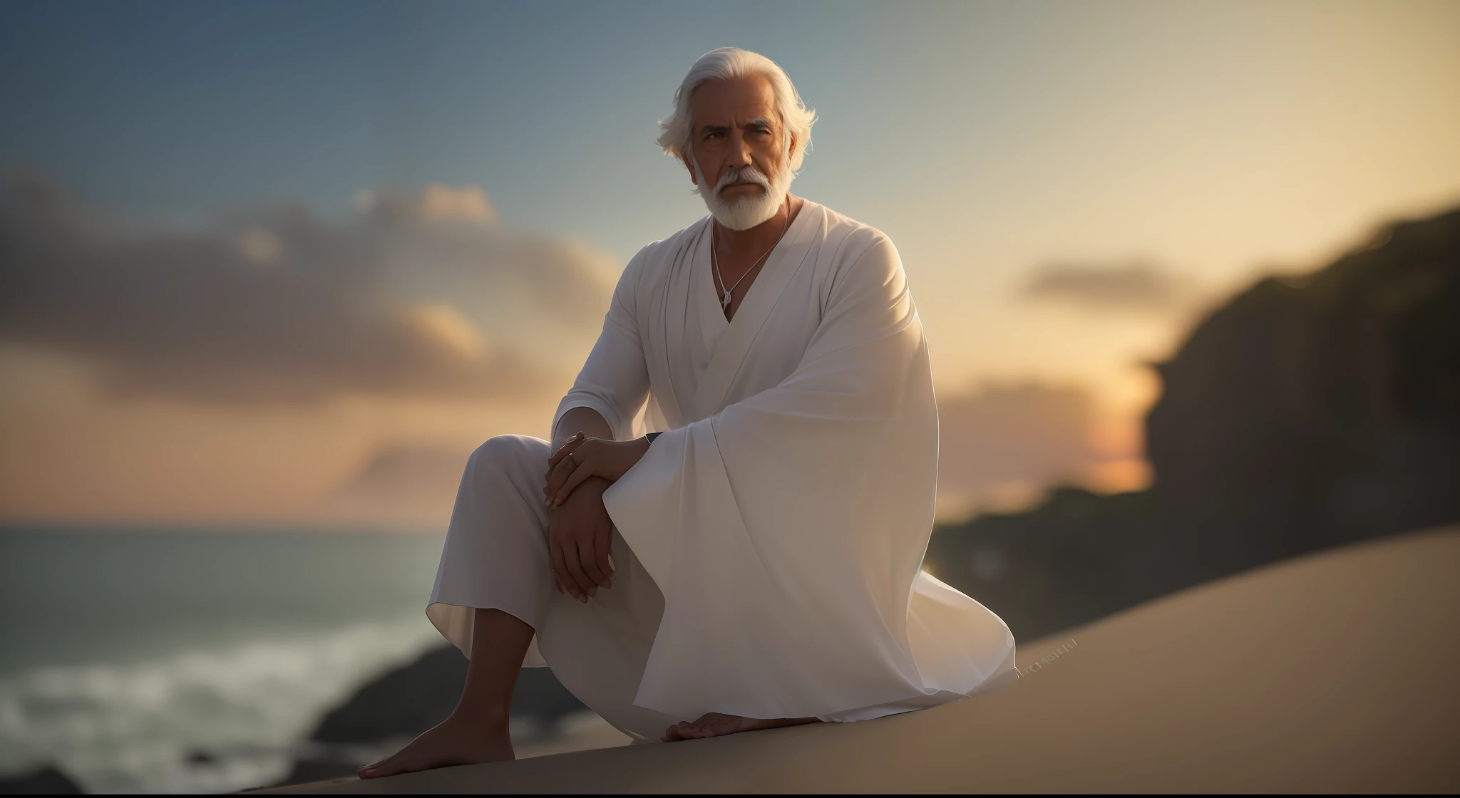 (Retrato de homem idoso de 80 anos), ( com cabelo branco ondulado e barba, looking-into-camera:1.2), ( sentado em uma pedra), (corpo inteiro),
(sorrindo:0.8)
(Ocean nature
:1.4)
((fotofotogênico fotorrealista | | | | | | | | | | | | | | |:1.6))
Twilight Twilight
(arte conceitual do personagem retrato de corpo inteiro:1.4)
(Botw Genshin:0.6) (Ghibli:1.0) (deus da guerra:0.6) (Horizonte Zero Amanhecer:0.6) (Credo dos Assassinos:1.0) (guerra nas estrelas:1.0) (Jornada nas Estrelas:1.0) (Horizonte Proibido Oeste:0.6)
(photogenic photo hdr sharp focus intricate detail composition rule of thirds dof 8k contracts reflections flower glow saturated dawn:1.2)
(particuls:0,8) , ((( corpo inteiro, Wearing a white tunic, with a white tunic, olhando para o espectador))), (((rosto perfeito))), (((perfect hands))).