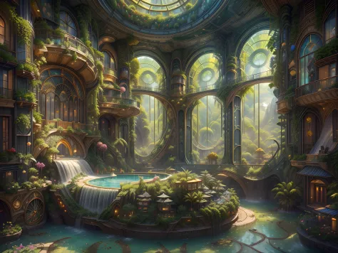 Title: "Solarpunk Dreamscape: The Royal Botanical Sanctuary | This ornate botanical bedroom, inspired by the opulence of Versail...