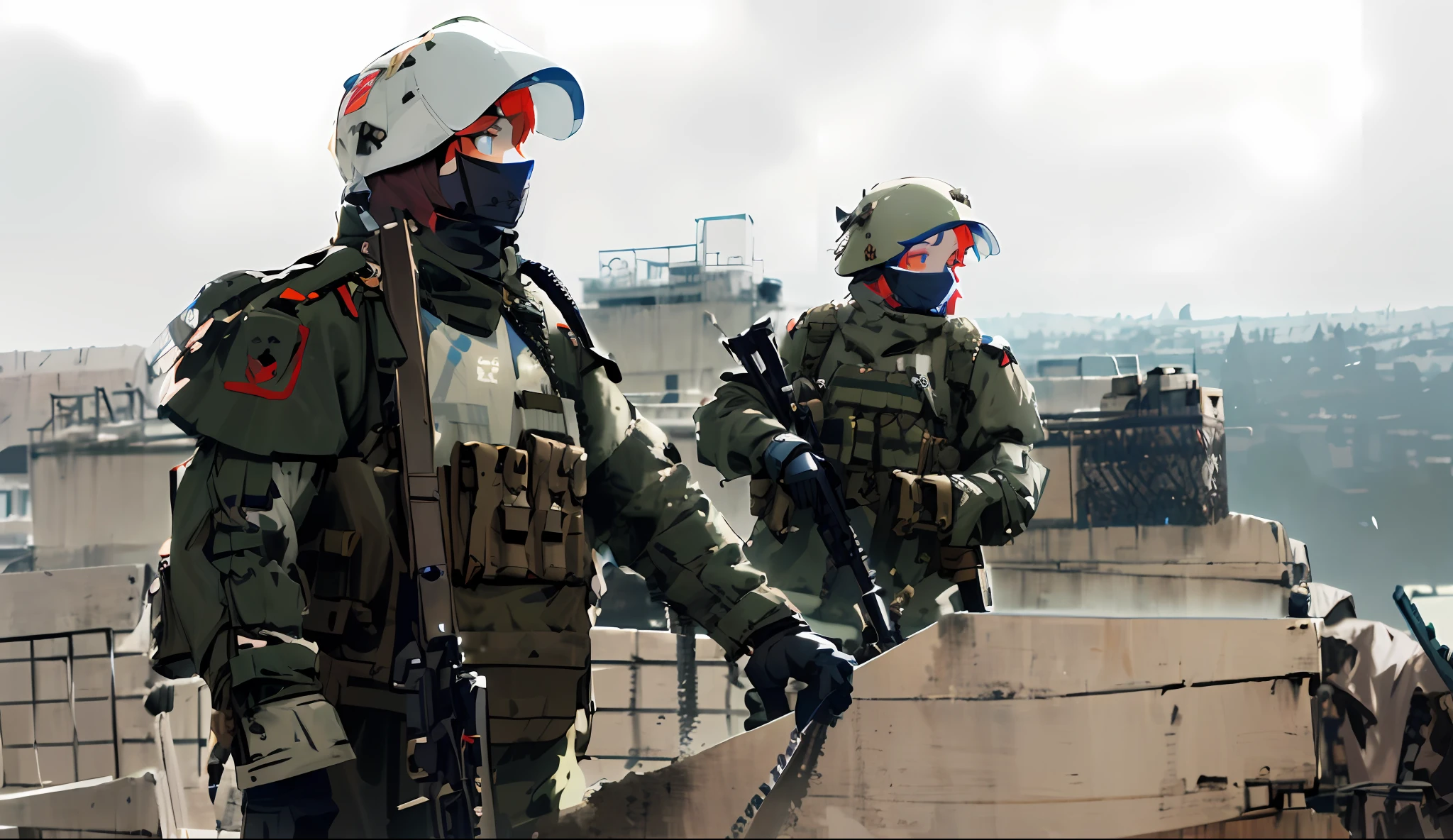 Heavily armed soldiers stand on a ramp near the building, Russian National Guard, Russian Army infantry, clothes in military armor, Mechanized police infantry, Modern military equipment, military police, 📷 mungojerrie and rumpleteazer, Military equipment, Soldiers, instagram post, french special ops，one-girl