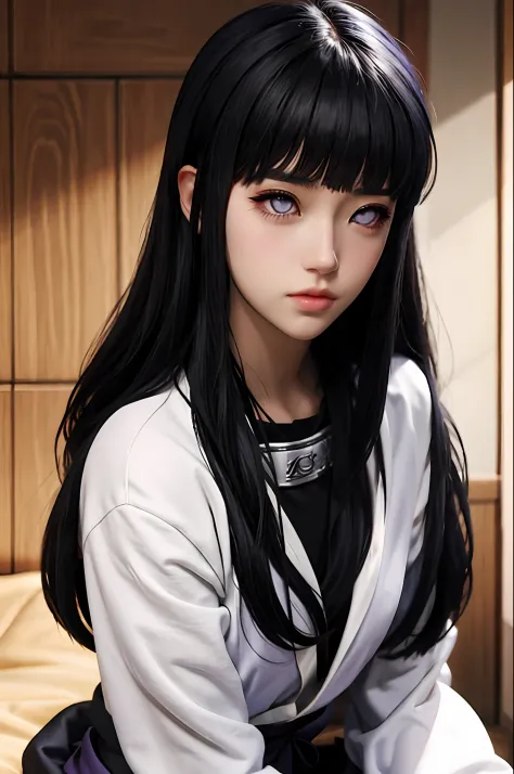 ((obra-prima)), digital art, alta resolução, hyuuga hinata, cabelo longo, long hair, hinata hyuuga, art realista, olhos lilases,...