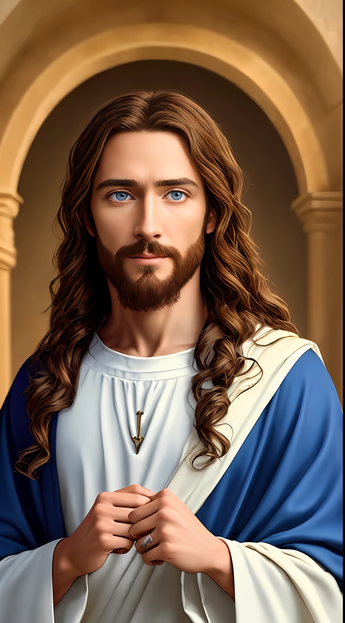 8k Photographic 1 single handsome jesus, blessings, jesus heaven view, real blue eyes, blessing people jesus