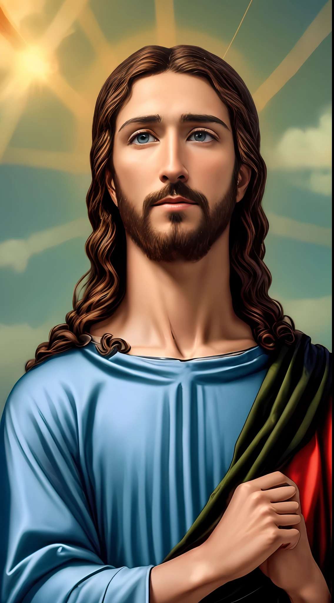 8k fotográfico (1 jesus lindo ) bênçãos, jesus vista do céu, olhos azuis reais, abençoando pessoas jesus