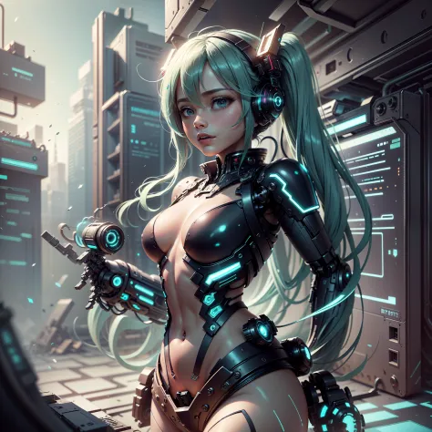 ((top-quality)), ((​masterpiece)), (high-detail:1.3), 3D,shitu-mecha, Beautiful cyberpunk woman with mech in the ruins of an abandoned war city, Ancient Technology,nffsw(HighDynamicRange),Ray traching,NVIDIA RTX,Hyper-Resolution,Unreal 5,Sub-surface scatte...