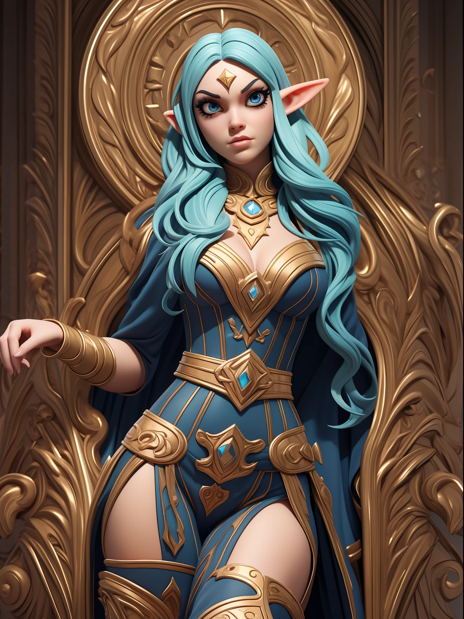 (Masterpiece), (Excellent), (Super Meticulous), (Full Body: 1.2), realistic and proportional human body: 1.2, beautiful Woman, PastelGothAI medieval dress, Beautiful female elf: 1.5, tall and slender, small breasts, thin waist, thick thighs, stylized hair: 1.5, solo: 1.5, 1girl, hyper detailed medieval long dress: 1.8, big realistic eyes: 1.2, hyper detailed face, multiple frames with the same character, d&d iconic character,  hyper natural realistic skin, hyper realistic tattoos, very clean, confident and proud facial expression, 3D character design, extremely detailed CGI digital art wallpaper, correct anatomy cartoon style, octane rendering, fierce expression on your face, volumetry,